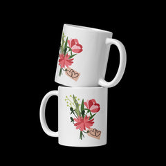 Glossy Pink Floral Bouquet Ceramic Mug
