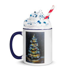 Winter Scene Navy Blue Christmas Tree Ceramic Coffee Mug