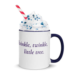 Winter Scene Navy Blue Christmas Tree Ceramic Coffee Mug