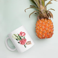 Glossy Pink Floral Bouquet Ceramic Mug