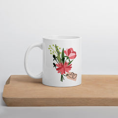 Glossy Pink Floral Bouquet Ceramic Mug