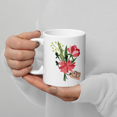 Glossy Pink Floral Bouquet Ceramic Mug