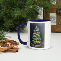 Winter Scene Navy Blue Christmas Tree Ceramic Coffee Mug
