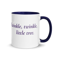 Winter Scene Navy Blue Christmas Tree Ceramic Coffee Mug